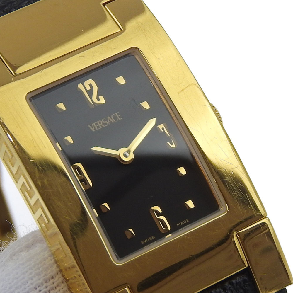 Versace Versace Alq90 Rectangular Black Dial Gp/L… - image 5